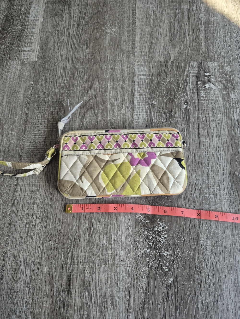 Vera Bradley Quilted Wristlet in Cream, Pink, Lime Green